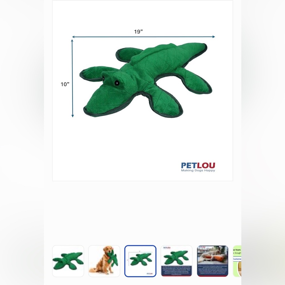 Petlou Bite Me Alligator Dog Toy Green 19 inch